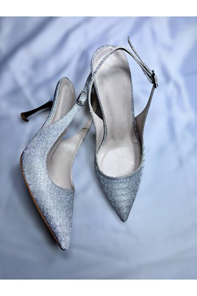 Tiger Kadın Gümüş Simli Tokalı Işıltılı Düğün Nişan Abiye Ayakkabı