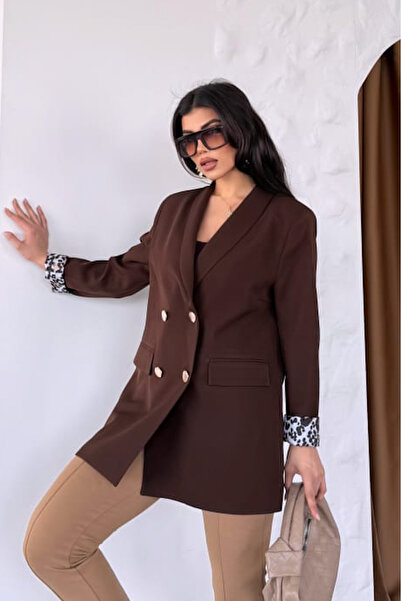 Mila Kahverengi Leoparlı Blazer Ceket