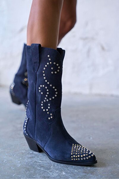 PELİN'İN AYAKKABILARI WİNOT LACİVERT SÜET KOVBOY ÇİZME