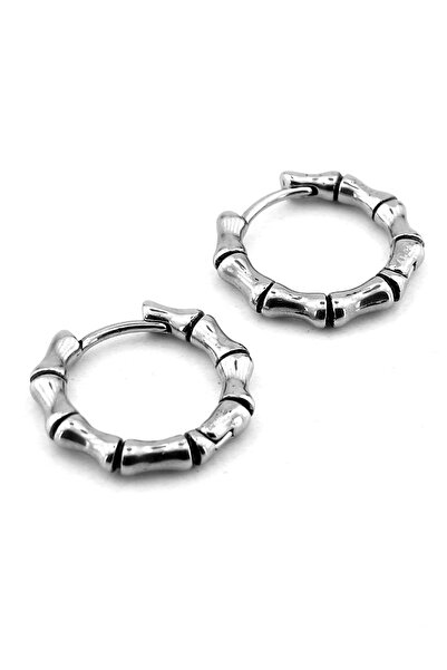 Solfera Kemik Eklem Tasarım Gotik Paslanmaz Çelik Unisex Halka Erkek Küpe ER212