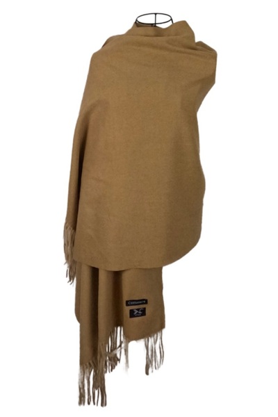 DACSHOP Ladies scarf uni 24, 180x70cm, dark beige