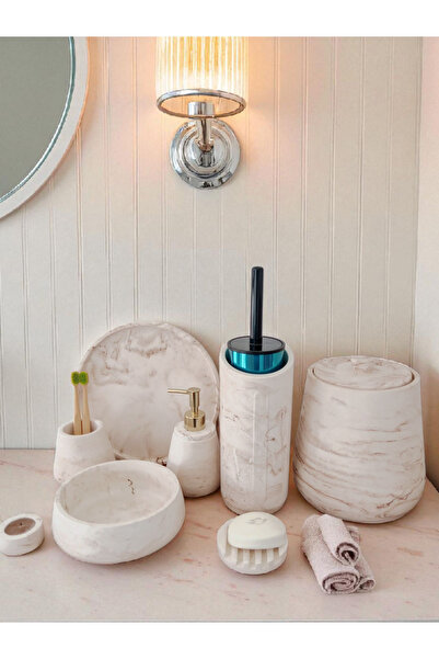 Trust Stone Marble Pattern Concrete Bathroom Set,Toilet Wc,Trash Can,Solid,Li...