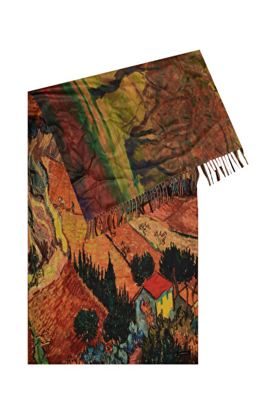 DACSHOP Scarf scarf type painted scarf 2, Dacali, cashmere ,12 brown/orange
