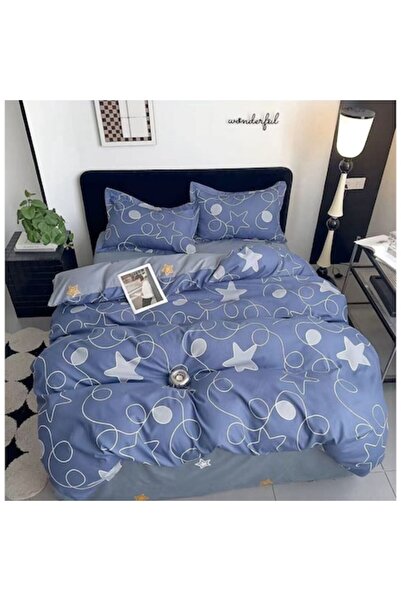 Casa de Vis Set lenjerie de pat dublu, 6 piese, bumbac satinat, 220 x 230 cm, multicolor