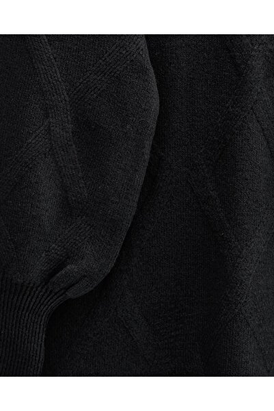 Modamorfo Baklava Patterned Soft Knit Tunic - Black