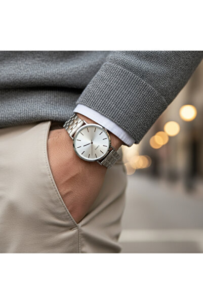 QUARTZ Erkek Kol Saati Çelik Kordonlu Analog Minimalist Tasarım