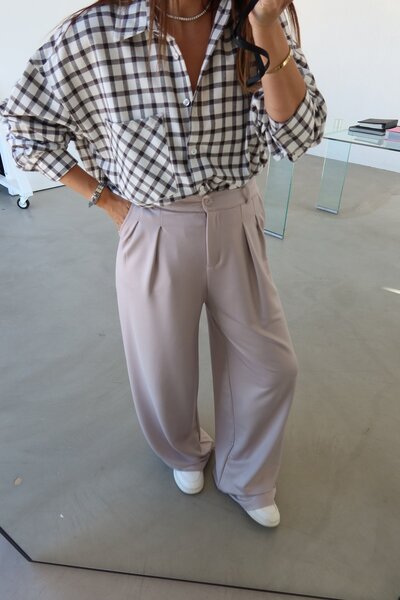 Özge Özgenç Double Pencil Lycra Wide Leg Trousers