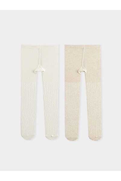 LC Waikiki LCW baby Bej Kendinden Desenli Kız Bebek Külotlu Çorap 2'li