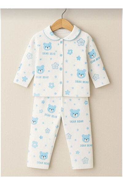 Baby Wings Sevimli Ayıcık ve Yıldız Baskılı İkili Pijama Takım