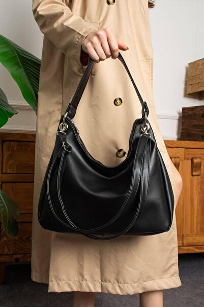 H&D COLLECTİON Дамска чанта с двойна дръжка от мека кожа за носене през рамо ...