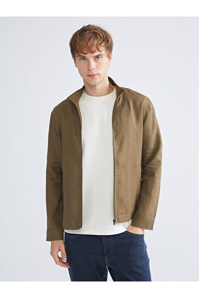 LC Waikiki Southblue Green Mock Neck Long Sleeve Men's Coat