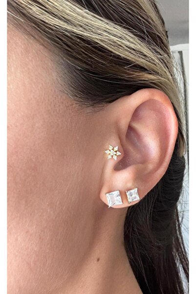 AJE JEWELRY Gold Renk Kar Tanesi Model Tragus Piercing