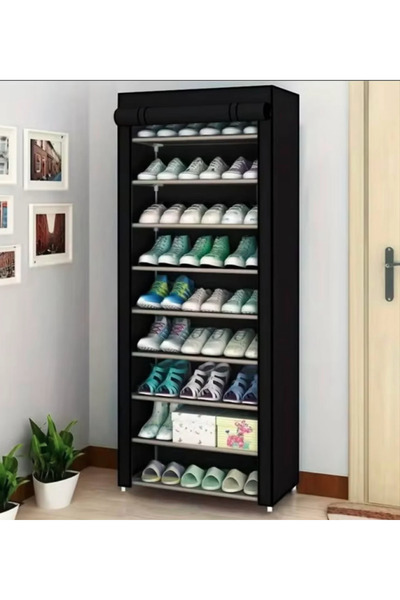 Un Multi-layer shoe cabinet with stylish fabric cover for storing and organizing shoes