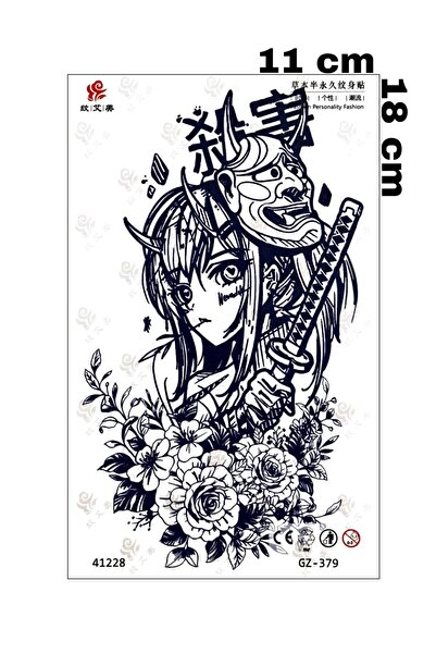 Mecit Tuhafiye 1 AY KALICI SAMURAY KIZ ŞEYTAN ÇİÇEK GEÇİCİ DÖVME