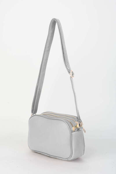 H&D COLLECTİON Geantă de mână și geantă de umăr pentru femei, gri deschis, cu 4 compartimente, din piele artificială, cu fermoar