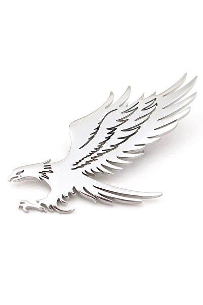 Solfera Kartal Yırtıcı Kuş Eagle Gümüş Renk Paslanmaz Çelik Broş Rozet RZ444