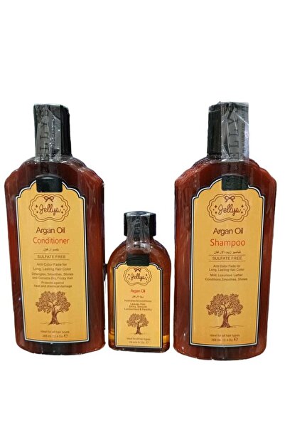 Gellys شامبو زيت الأرغان 366 مل، بلسم 366 مل، زيت الأرغان 118 مل خالي من الكب...