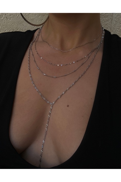 pop up store Four Chain Steel Necklace