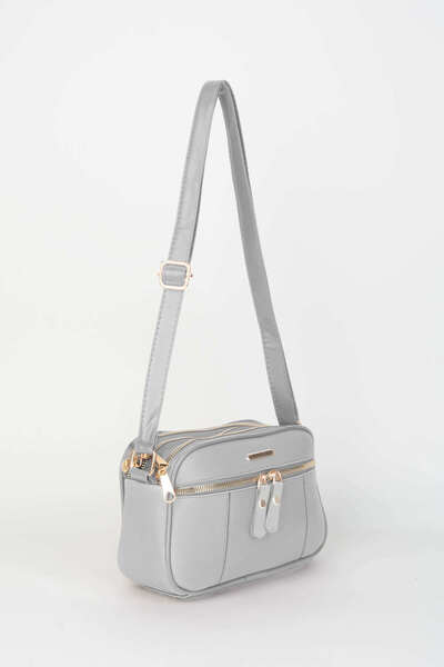 H&D COLLECTİON Geantă de mână și geantă de umăr pentru femei, gri deschis, cu 4 compartimente, din piele artificială, cu fermoar