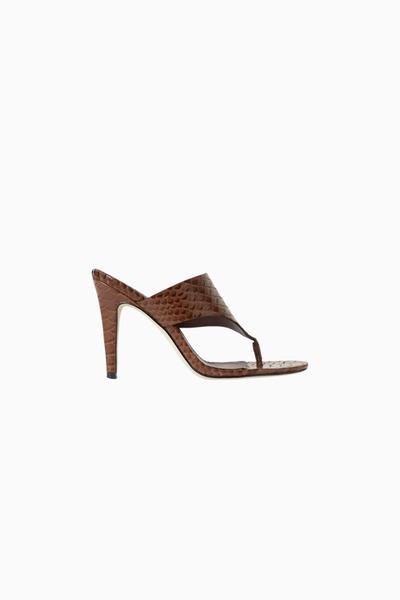 Jeffrey Campbell حذاء أزولا 100 بكعب عالٍ للنساء، مصنوع من جلد الثعبان البني،...