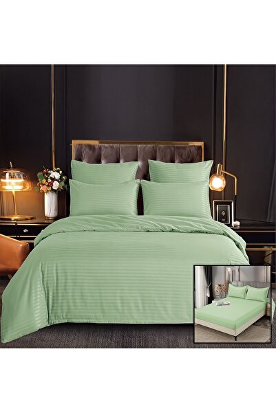 OEM Damask Linen, Fitted Sheet, Sulphur, 2 Persons, Double Bed, 6 Pieces