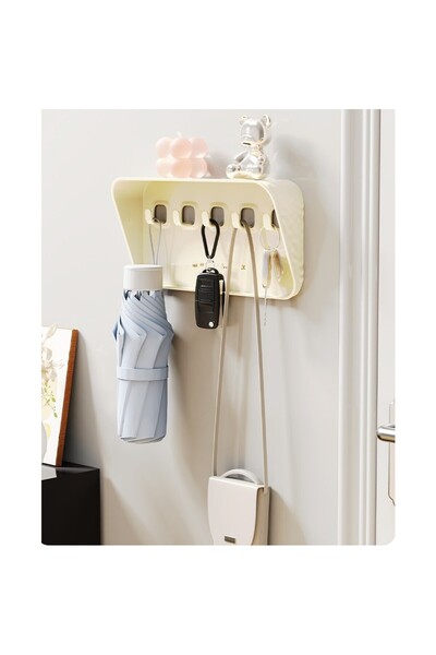 Flippy Flippy Hook Storage Rack for Keys, Jewelry, 20.3 x 4.6 x 10.3 cm, White