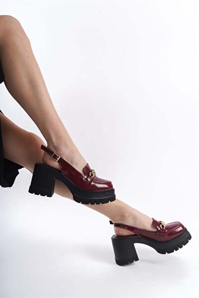 Difolia Pantofi de damă Bianca din piele lacuită bordeaux, cu toc de 8 cm și ...