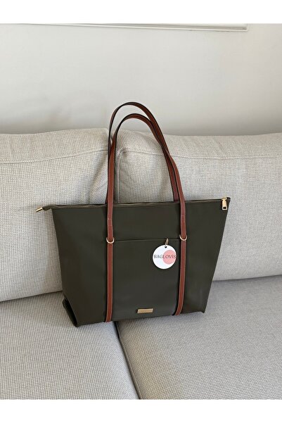 BAGLOVİS Askilari Large Khaki Women's Shoulder Bag with Ring Detail En42 Boy32