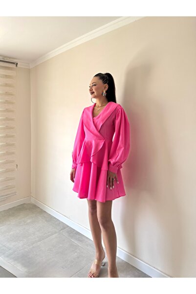 Gamze Ege Fashion Pembe elbise valonlu
