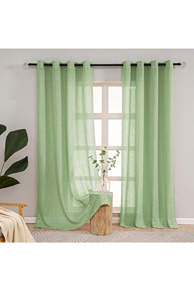LZT Perdele semitransparente LZE Home cu ochiuri, 145 x 140 cm, verde