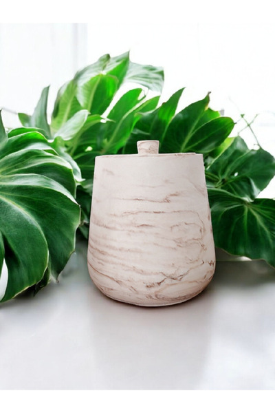 Trust Stone 2 Pieces Concrete Trash Can Bathroom Kitchen Toilet Wc 18 cm 4 Liter Bin with Lid