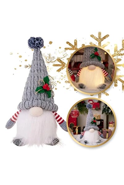 Manolex Elf/Gnom decorativcu lumina LED, Plus, Sezut cu element stabilizator,31 Cm Gri/Alb