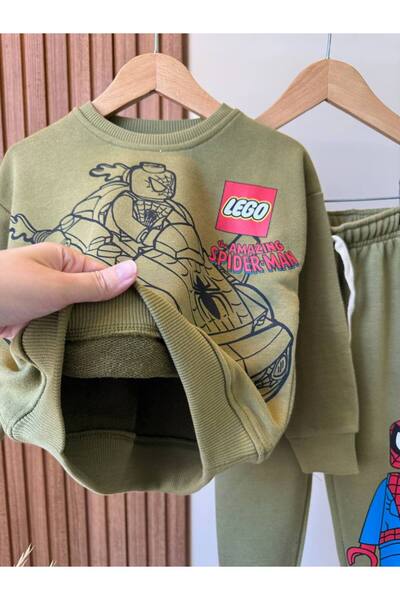 KidsSel Yeni Sezon Erkek Çocuk Baskılı Model Pamuklu Kumaş Alt Üst Takım