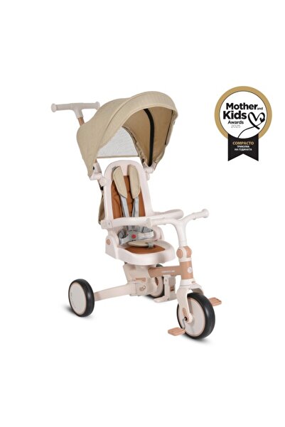 byox Tricicletă pliabilă 4 în 1 Compacto Bej pentru copii 12-36 luni, scaun r...