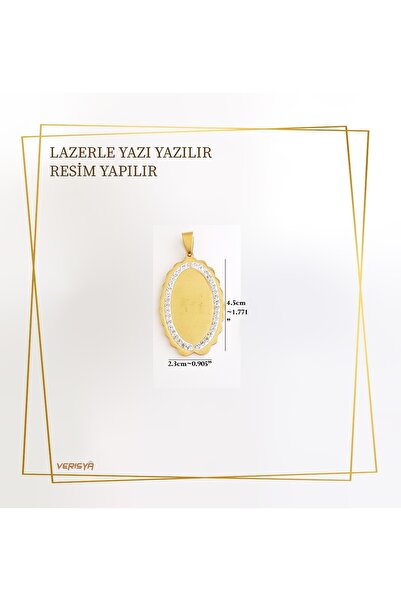 Tasarım Oval Taşlı Kolye Ucu (İsminizi sipariş no ile mesajlara gönderin)