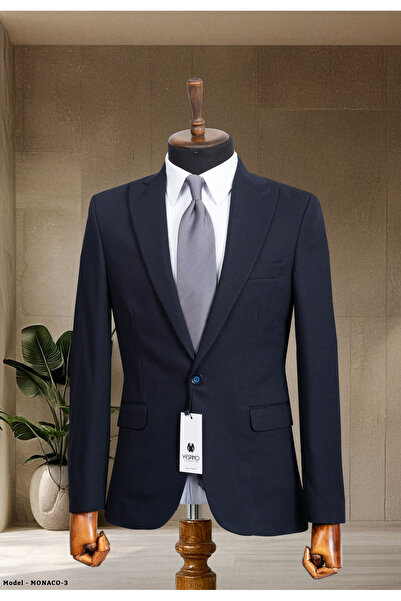 Sergio Menswear Ανδρικό μπλέιζερ σε μπλε ναυτικό κλασικό εφαρμοστό