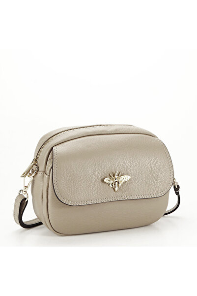 SOFILINE Дамска чанта от естествена кожа с брошка B-1530 120 Беж