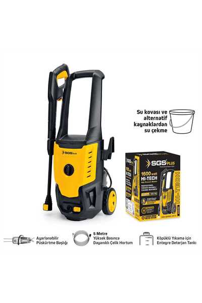 SGS PLUS SGS5402 Yüksek Basınçlı Oto Araç Yıkama Makinesi 1600 Watt 130 Bar