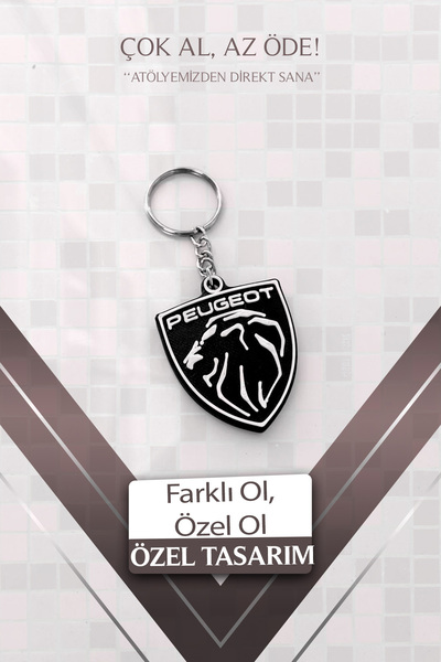 BasLab3D Peugeot Özel Tasarım Marka Anahtarlık – PLA Plastik Dayanıklı – Hedi...