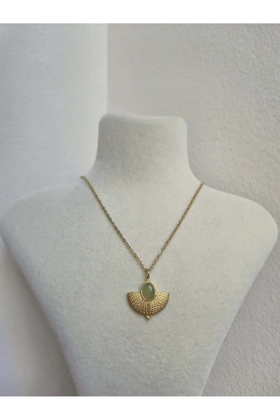 Haze Non-Tarnish Steel Vintage Jade Necklace 1