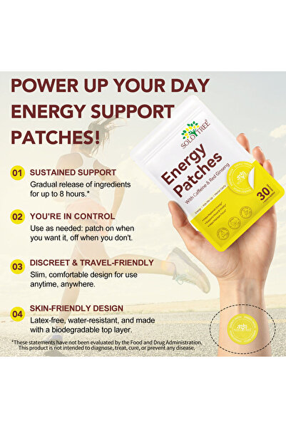 OEM SOLO TREE® energizing patches with Caffeine, Red Ginseng, L-Citrulline and Vitamin B, 30 pcs