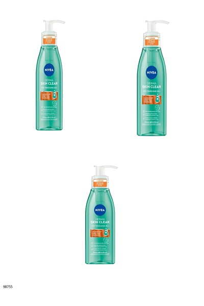 NIVEA 98755 جل ديرما سكين كلير لتنظيف الوجه 3 قطع
