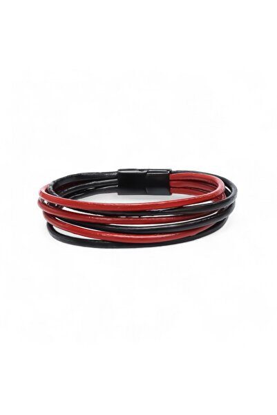 SeyCey.co Men's Bracelet | Red Black Multi-Layered Design