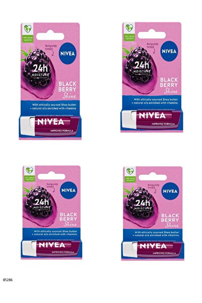 NIVEA 85286 Blackberry Lip Care Cream 4 Pcs