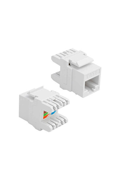 Derwell 1 Adet RJ45 Cat6 UTP 180 Derece Keystone Jack Ethernet Duvar Jakı Diş...