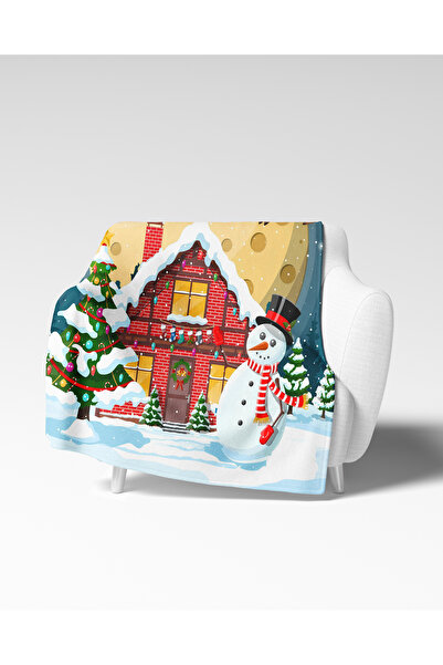 Home Christmas Snow Pattern Fleece Tv Blanket Polar Soft Blanket