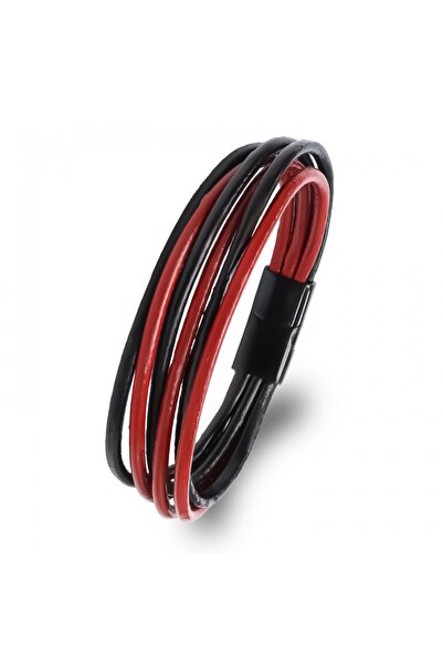 SeyCey.co Men's Bracelet | Red Black Multi-Layered Design