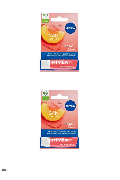 NIVEA 85031 Peach Lip Care Cream 2 Pcs
