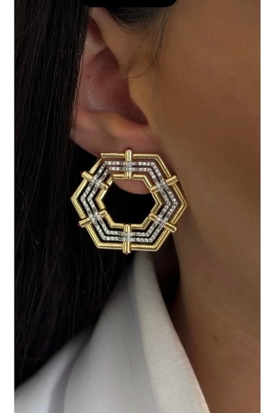 mibrillo Marka muadili geometrik küpe (Kıskanmak dizisi Nalan küpesi )