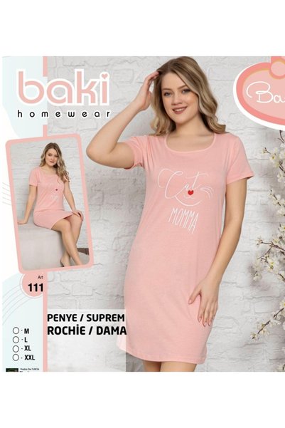 Star Fashion Camasa de noapte cu maneca scurta, stil rochie de casa, imprimeu...